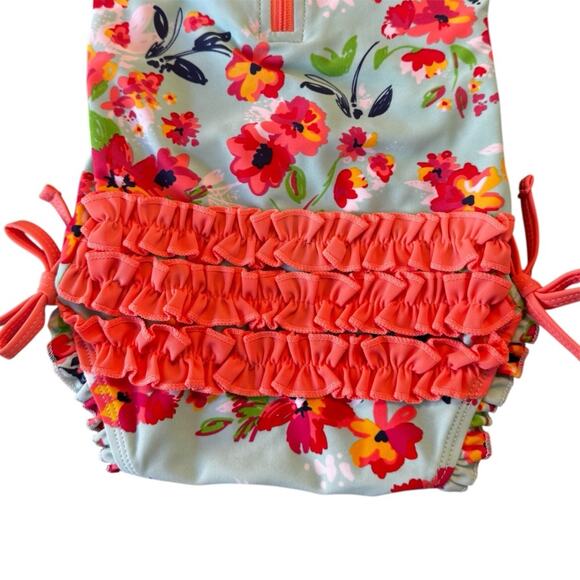 Ruffle Butts Painted Flowers Long Sleeve One-Piece Rashguard Swimsuit Size 0-3 M - Picture 7 of 8